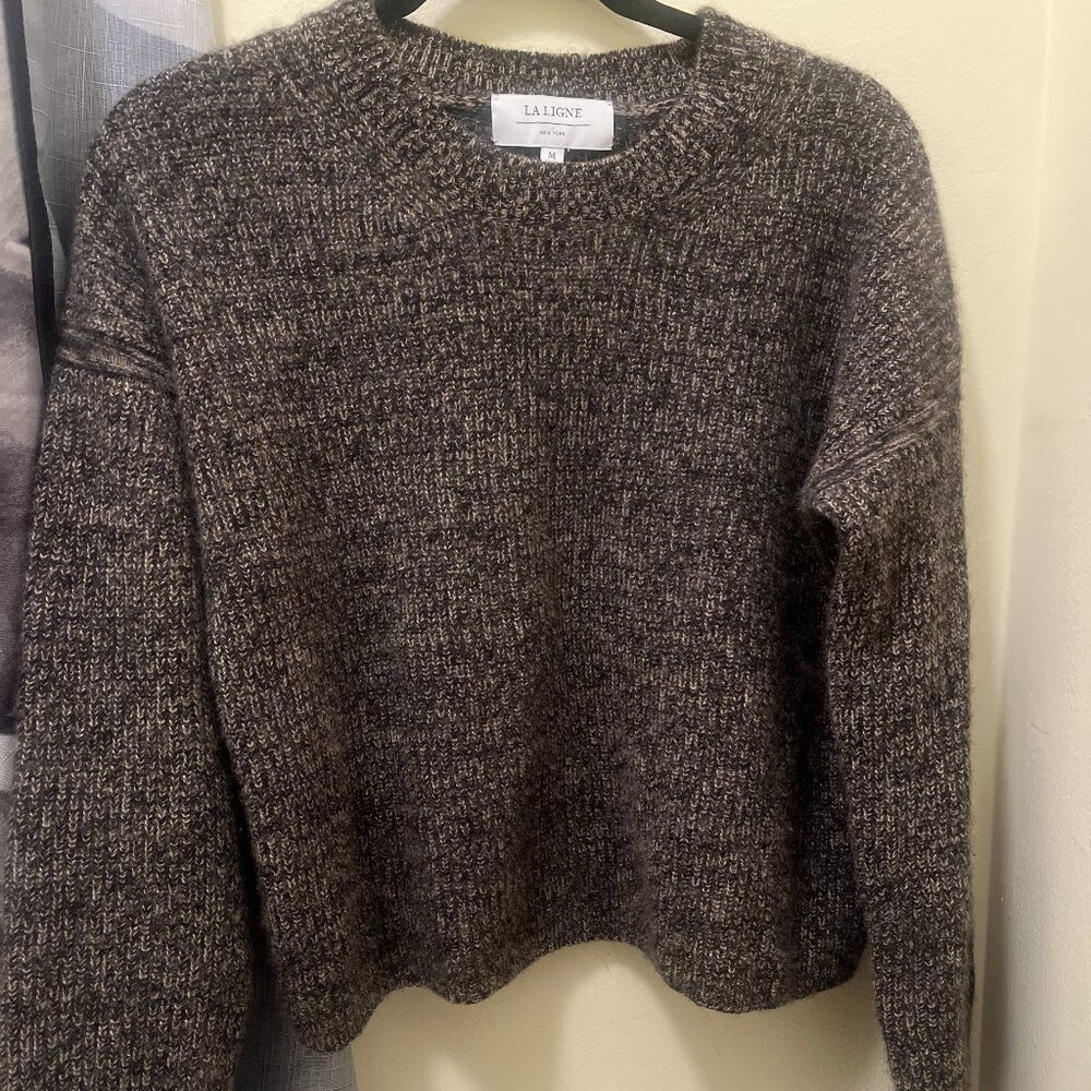 Women's Brown and Black Melange Cashmere Sweater